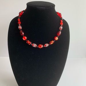 Red and black beads Handmade necklace